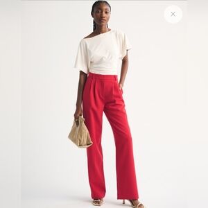 Abercrombie & Fitch Sloane Tailored High Rise Wide Leg Dress Pants Red 32/14